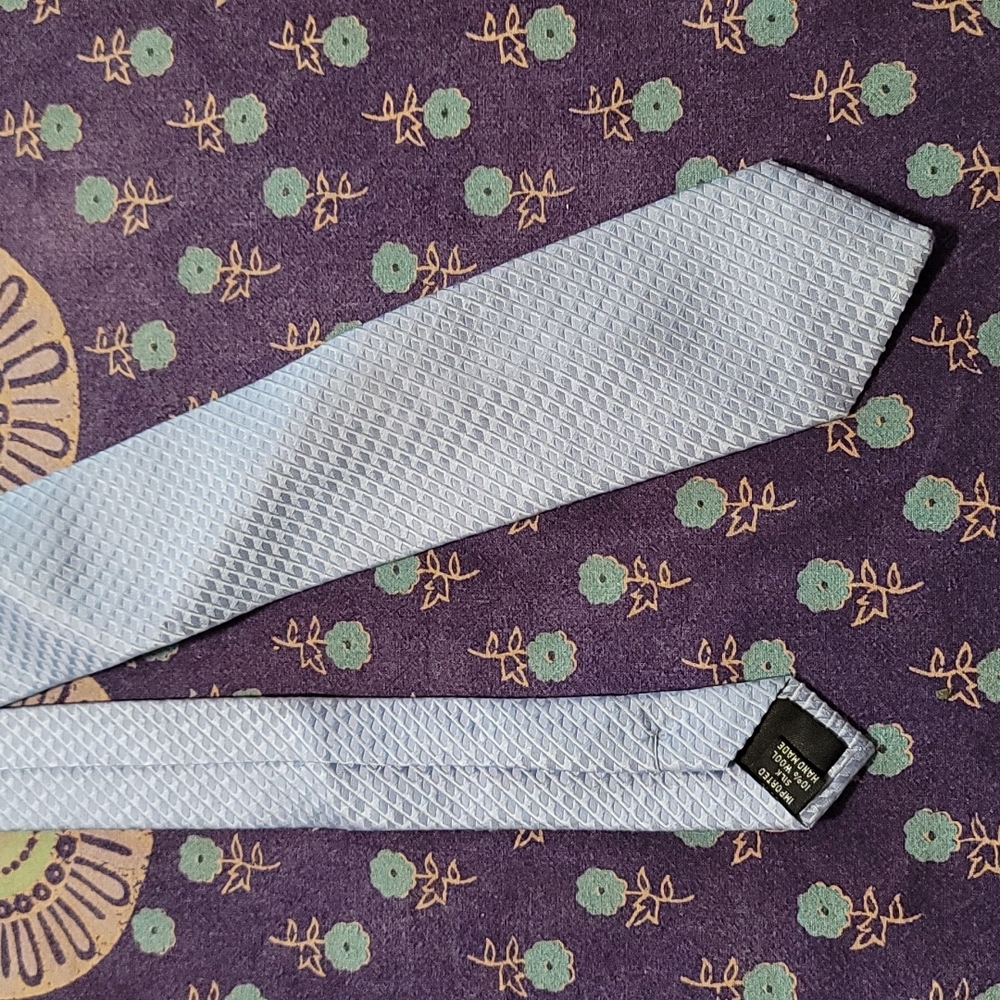 Kenneth Cole Handmade Tie Silk + Wool Shimmery Blue